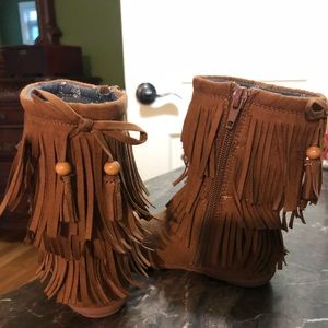 Toddler Suede Fringe Camel Boots